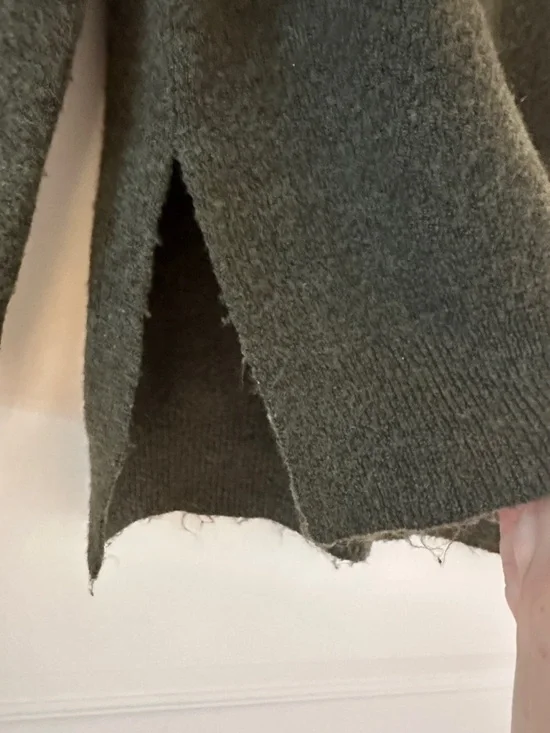 Olive green knit polo sweater, Size XS - Picture 7 of 9